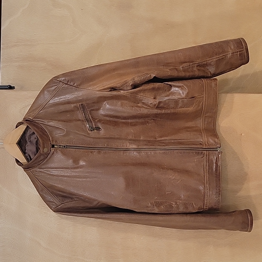 Brown Cafe Racer Leather Jacket